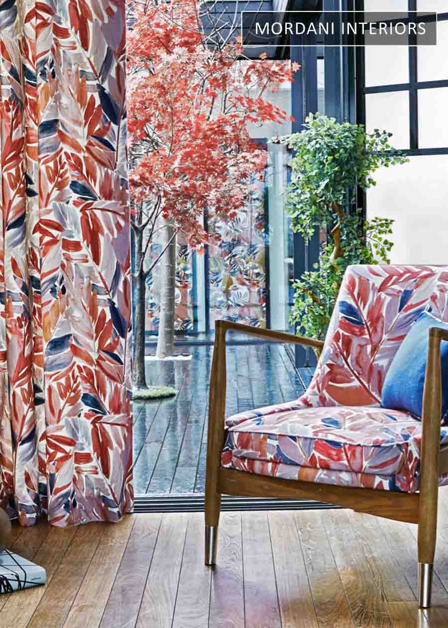 Rust Leaves Printed Upholstery 